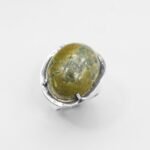 Natural Serpentine Stone Ring, Sterling Silver Statement Women Jewelry - Image 4