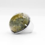 Natural Serpentine Stone Ring, Sterling Silver Statement Women Jewelry - Image 7