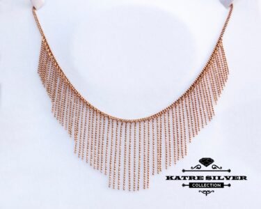 Rose Gold Plated Sterling Silver Fringe Necklace - Handmade Wedding Jewelry - Image 5