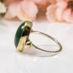 Handmade Oval Malachite Ring in 925 Sterling Silver, Gold Bezel Gemstone Ring for Her - Image 9