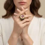 Ruby Emerald Ottoman Ring, Gold Gilded Sterling Silver Statement Jewelry - Image 3