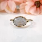 Handmade Oval Moonstone Ring in 925 Sterling Silver, Gold Bezel Gemstone Ring for Her - Image 7