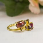 Natural ruby ring with red gemstone in gold plated sterling silver