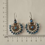 Turquoise Pearl Statement Earrings, Ethnic Silver Boho Jewelry - Image 10