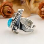 Handmade Turquoise Ring, Sterling Silver Statement Ring, Artisan Boho Jewelry, Natural Turquoise - Image 10