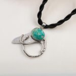 One of a Kind Turquoise Necklace – Handmade Sterling Silver Abstract Pendant – OOAK Artisan Statement Jewelry - Image 3