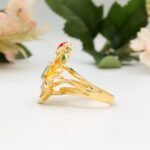Enamel Flower Ladybug Ring, Gold Plated Sterling Silver Jewelry - Image 9