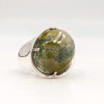 Natural Serpentine Stone Ring, Sterling Silver Statement Women Jewelry - Image 5