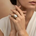 Moonstone Ring Black Rhodium Gold Plated, Handmade Artisan Statement Ring, Unique Luxury Jewelry Gift for Her - Image 2