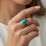 Natural Turquoise Ring Handmade, Sterling Silver Artisan Designer Ring, Unique Statement Jewelry Gift for Her - Image 4