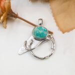One of a kind turquoise necklace with abstract sterling silver pendant