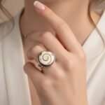 Shiva Eye Shell Ring with sterling silver boho design