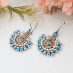 Turquoise Pearl Statement Earrings, Ethnic Silver Boho Jewelry - Image 8