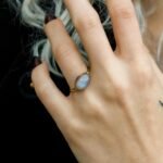Handmade Oval Moonstone Ring in 925 Sterling Silver, Gold Bezel Gemstone Ring for Her - Image 2