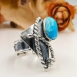 Handmade Turquoise Ring, Sterling Silver Statement Ring, Artisan Boho Jewelry, Natural Turquoise - Image 7