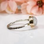 Handmade Oval Moonstone Ring in 925 Sterling Silver, Gold Bezel Gemstone Ring for Her - Image 9