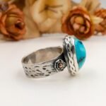 Natural Turquoise Ring Handmade, Sterling Silver Artisan Designer Ring, Unique Statement Jewelry Gift for Her - Image 10