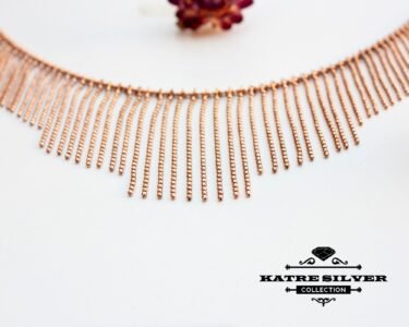 Rose Gold Plated Sterling Silver Fringe Necklace - Handmade Wedding Jewelry - Image 4