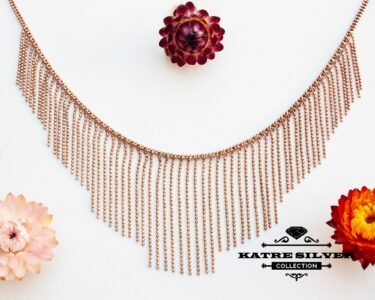 Rose Gold Plated Sterling Silver Fringe Necklace - Handmade Wedding Jewelry - Image 2