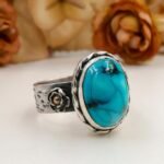 Natural Turquoise Ring Handmade, Sterling Silver Artisan Designer Ring, Unique Statement Jewelry Gift for Her - Image 5