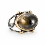 Natural rutile quartz ring with oval gemstone in 925 sterling silver