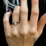 Gold Plated Moonstone Ring: Adjustable Sterling Silver Band - Image 2
