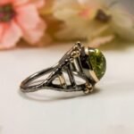 Green Peridot Ring in 925 Sterling Silver, Rose Gold and Blackened Statement Jewelry - Image 8