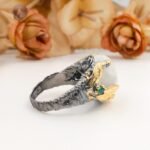 Moonstone Ring Black Rhodium Gold Plated, Handmade Artisan Statement Ring, Unique Luxury Jewelry Gift for Her - Image 7
