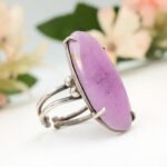 Natural Ruby Ring Adjustable, Large Oval Gemstone Ring, Handmade Oxidized Silver Statement Ring, - Image 10