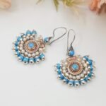 Turquoise Pearl Statement Earrings, Ethnic Silver Boho Jewelry - Image 7