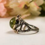 Green Peridot Ring in 925 Sterling Silver, Rose Gold and Blackened Statement Jewelry - Image 6