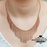 Rose Gold Plated Sterling Silver Fringe Necklace - Handmade Wedding Jewelry