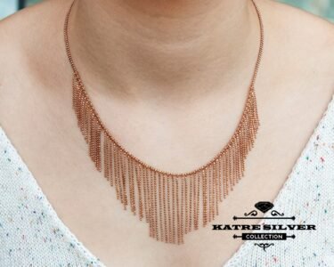 Rose Gold Plated Sterling Silver Fringe Necklace - Handmade Wedding Jewelry