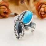 Handmade Turquoise Ring, Sterling Silver Statement Ring, Artisan Boho Jewelry, Natural Turquoise - Image 8
