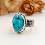 Natural Turquoise Ring Handmade, Sterling Silver Artisan Designer Ring, Unique Statement Jewelry Gift for Her - Image 6