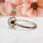 Handmade Oval Moonstone Ring in 925 Sterling Silver, Gold Bezel Gemstone Ring for Her - Image 10
