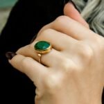 Handmade Oval Malachite Ring in 925 Sterling Silver, Gold Bezel Gemstone Ring for Her - Image 7