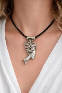 Nefertiti Necklace Sterling Silver – Egyptian Queen Pendant – Handmade Goddess Jewelry – Statement Artisan Necklace - Image 6