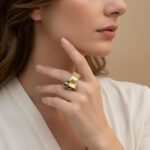 22K Gold Sterling Silver Ring, Faceted Garnet Artisan Statement Jewelry - Image 5