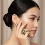 Natural Serpentine Stone Ring, Sterling Silver Statement Women Jewelry - Image 3