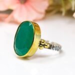 Silver Jade Ring, Oval Green Natural Jade Gemstone - Image 3
