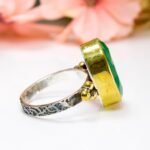 Silver Jade Ring, Oval Green Natural Jade Gemstone - Image 7