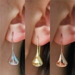 Sterling silver teardrop hoop earrings with modern lightweight design