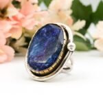 One of a Kind Raw Blue Sapphire – Handmade Silver Gold Statement - Image 4