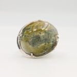 Natural Serpentine Stone Ring, Sterling Silver Statement Women Jewelry - Image 6