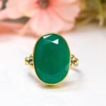 Silver Jade Ring, Oval Green Natural Jade Gemstone - Image 5