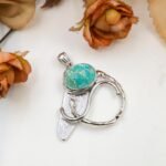 One of a Kind Turquoise Necklace – Handmade Sterling Silver Abstract Pendant – OOAK Artisan Statement Jewelry - Image 6