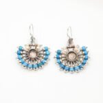 Turquoise Pearl Statement Earrings, Ethnic Silver Boho Jewelry - Image 11