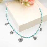 Natural Turquoise Necklace with Silver Spiral Charms, Boho Tribal Jewelry - Image 7