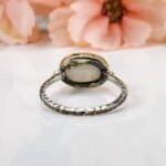Handmade Oval Moonstone Ring in 925 Sterling Silver, Gold Bezel Gemstone Ring for Her - Image 11